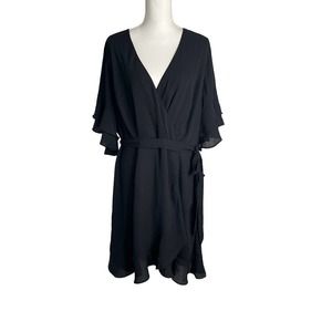 City Chic Black Faux Wrap Dress